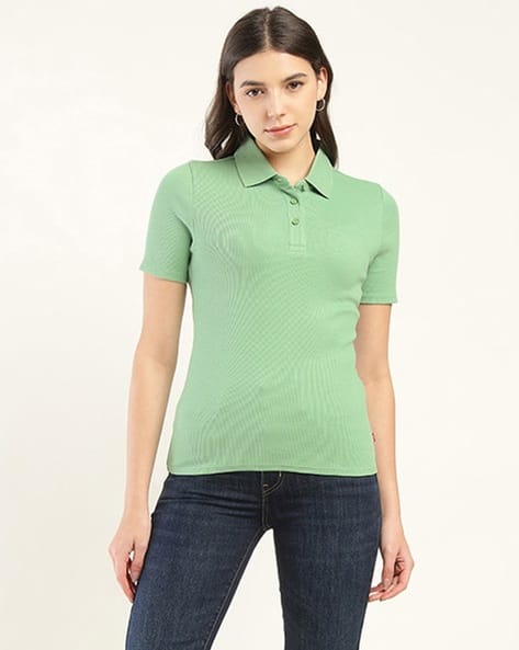 LEVI'S Women Ribbed Slim Fit Polo T-Shirt