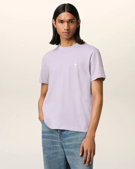 Buy Ami Paris Ami De Coeur Relaxed Fit Crew-Neck T-Shirt | Lilac