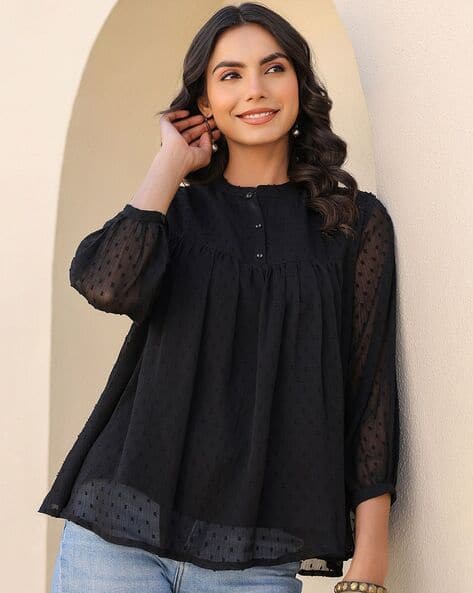 Janasya Chiffon Regular Fit Top