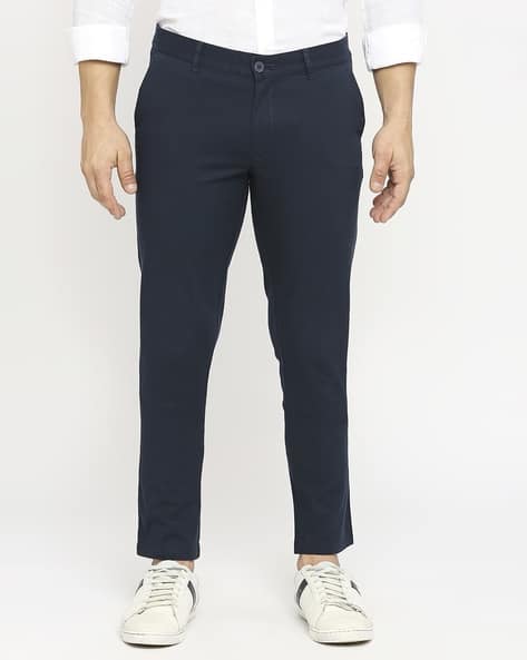 Men Tapered Fit Trousers with Insert Pockets