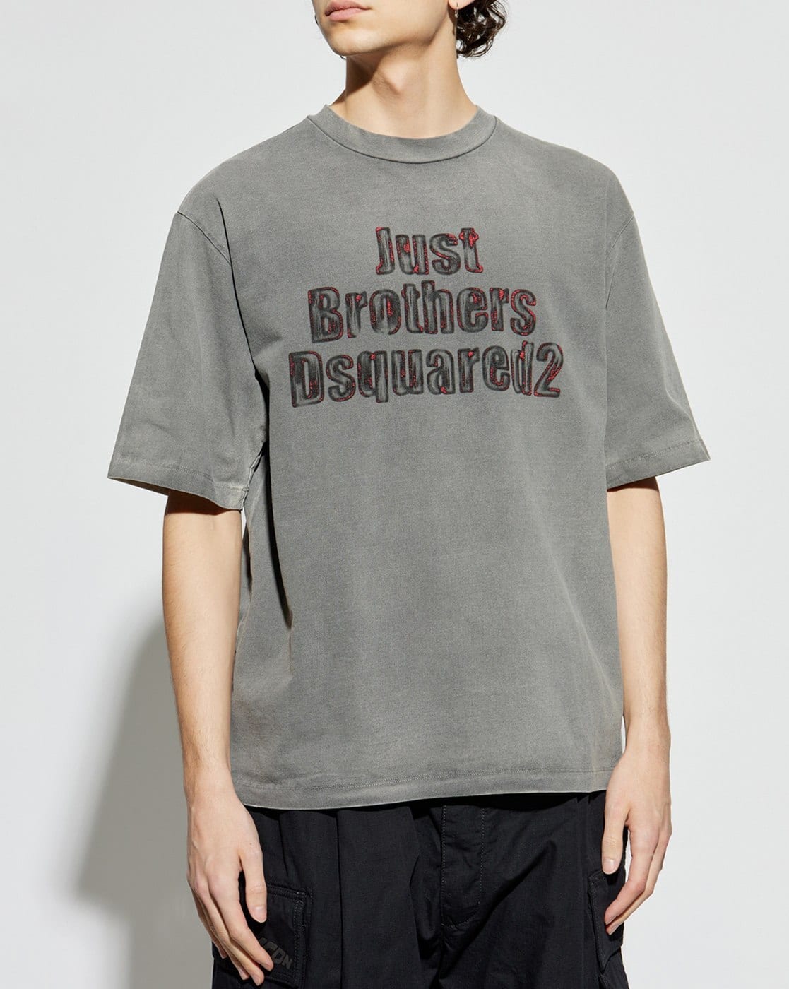 Buy Dsquared2 Faded Graphic Print Relaxed Fit T-Shirt | Grey Color 