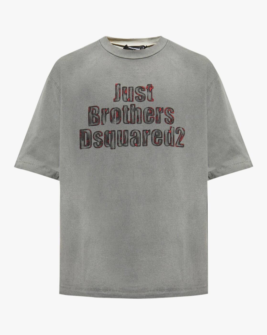 Buy Dsquared2 Faded Graphic Print Relaxed Fit T-Shirt | Grey Color 