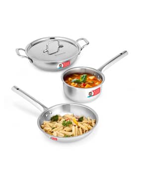 wonderchef Triply Stainless Steel Kadahi Fry Pan &Cookware Set-picture-12