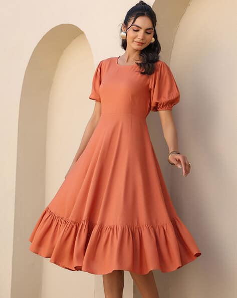 Buy Rust Dresses for Women by Janasya Online