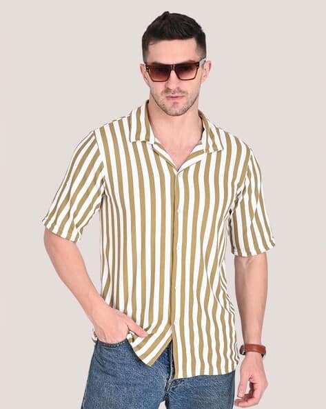 WANQUILA Men Stripes Regular Fit T-shirt