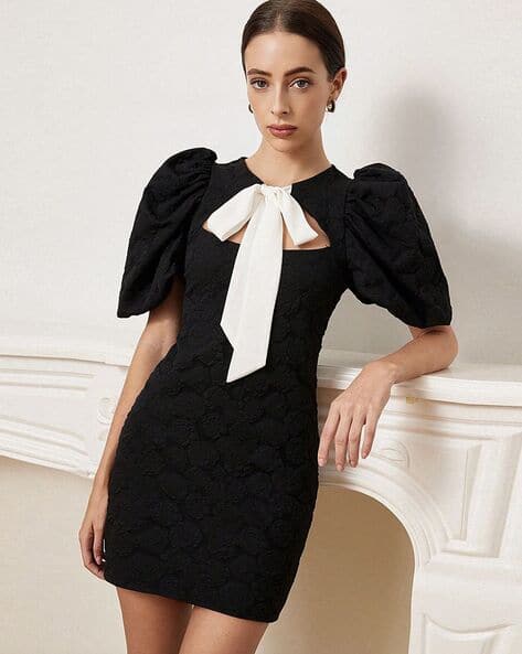 Women Tie-Up Neck Bodycon Dress