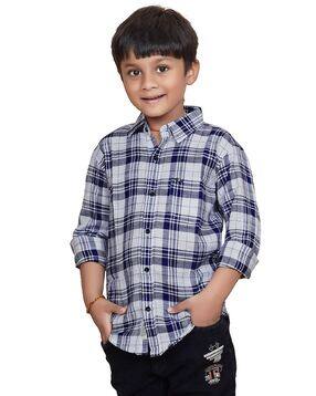sky pearl Boys Checked Regular Fit Shirt-picture-22