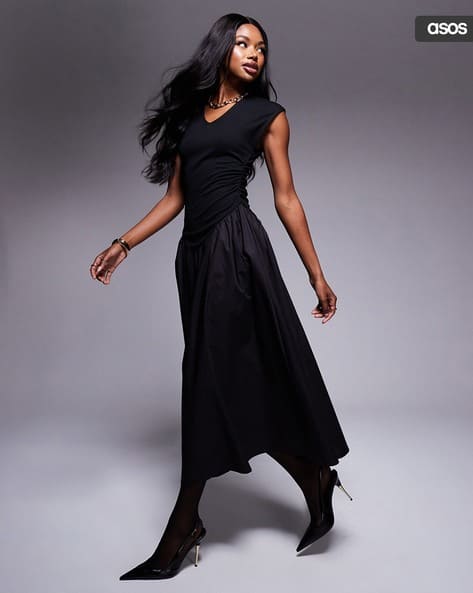 slim fit dress slacks Talia Fit & Flare Midi Dress – Gina Bacconi main image 1