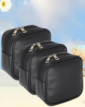 atorakushon Set of 3 Small Toiletry Bags with Stitch Detail-picture-11