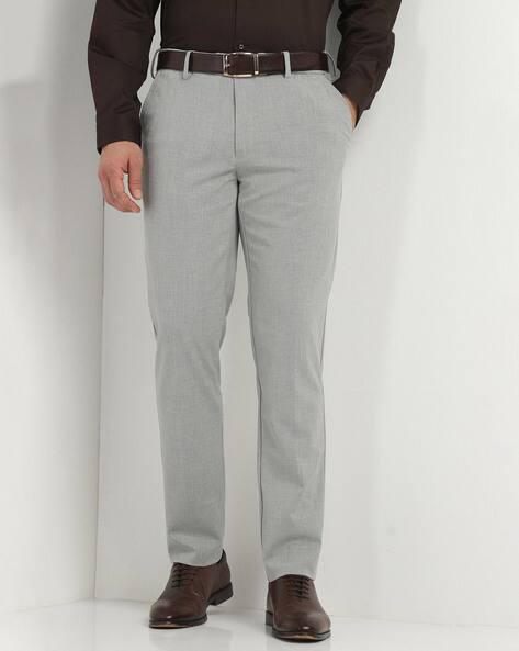 ALLEN SOLLY Men Slim Fit Flat-Front Trousers