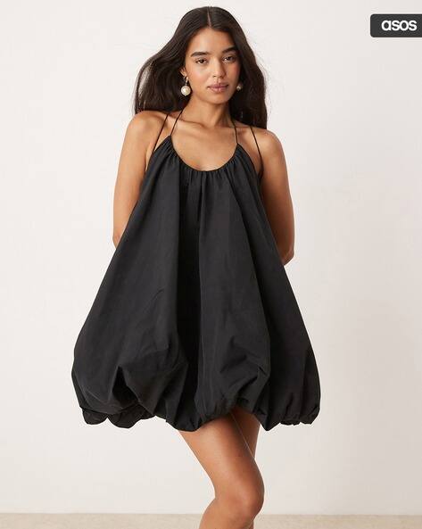 ASOS DESIGN Trapeze Cami Mini A-Line Dress with Puff Ball
