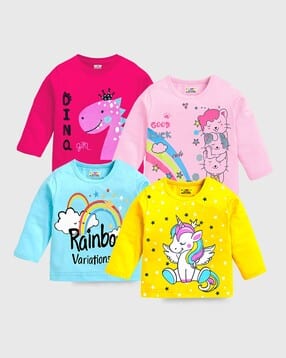 kuchipoo Girls Pack of 4 Cartoon Printed T-shirt-picture-19