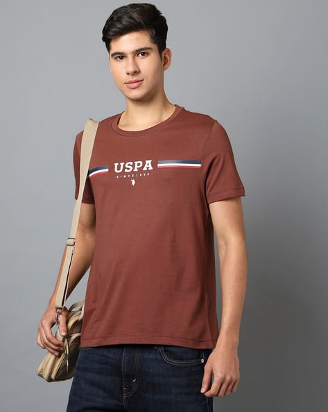 U.S. Polo Assn. Men Brand Print Regular Fit Crew-Neck T-Shirt