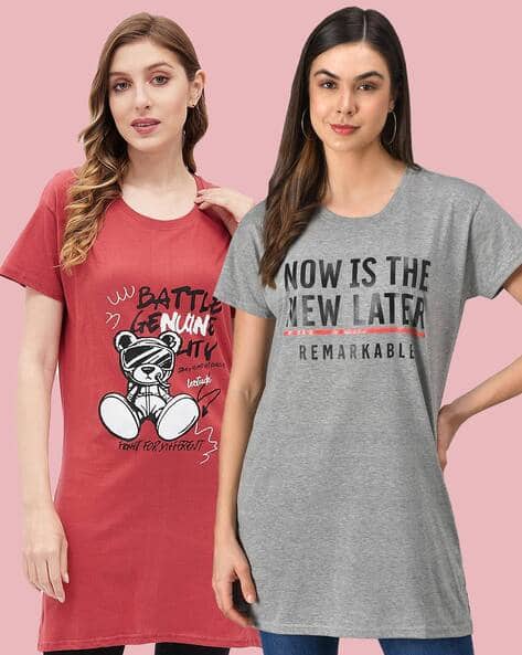 Buy Magenta & Grey Tshirts for Women by Christy World X AG Online