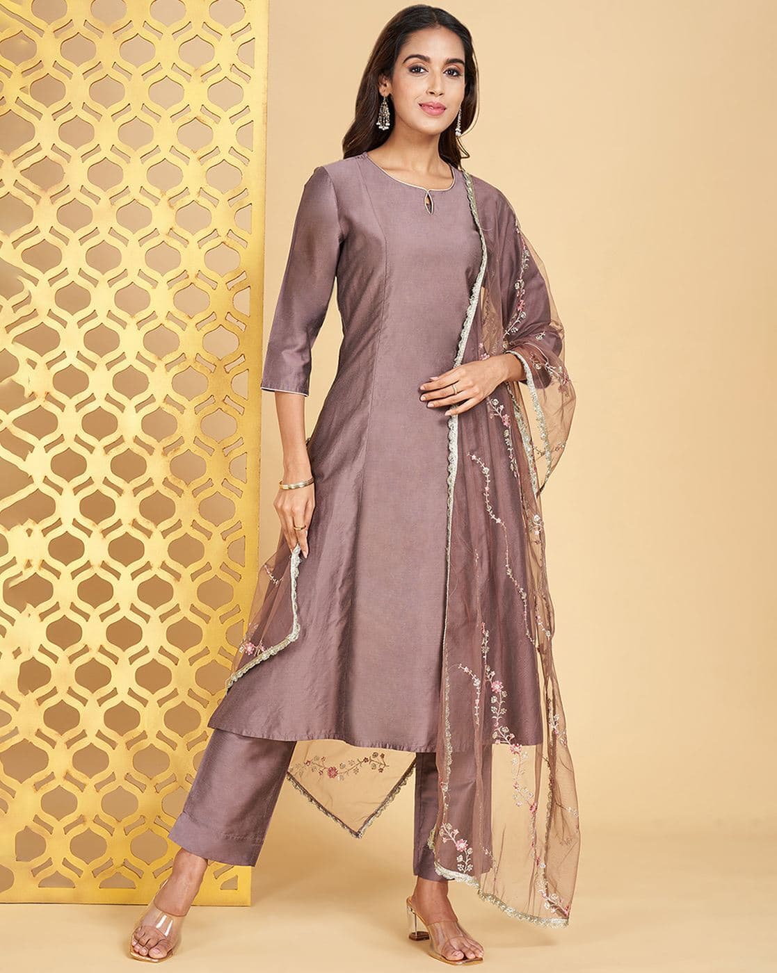 Women Embroidered A-Line Kurta Set