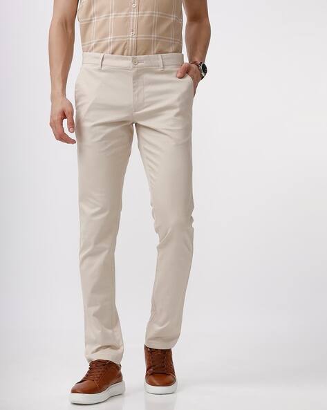Men Cotton Flat Front Tapered Fit Trousers