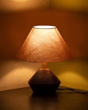 Table Lamp with Shade & Wooden Base-image-31