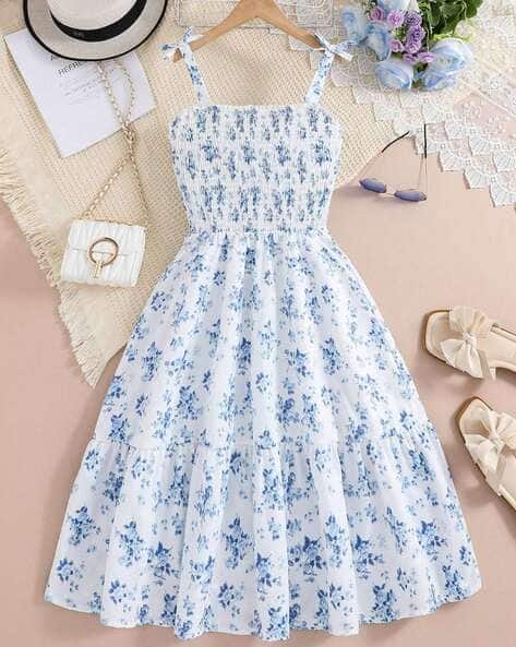 Girl Floral Print Fit Flare Dress