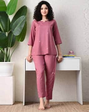 Women Floral Print Top & Pyjamas Set