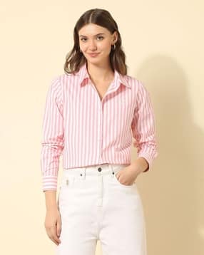 u.s. polo assn. Women Striped Regular Fit Shirt with Cuffed Sleeves-picture-20