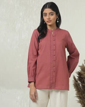 Women Notch-Neck A-Line Tunic