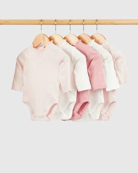 mothercare Girls Pack of 5 Pointelle-Knit Round-Neck Bodysuits-picture-35