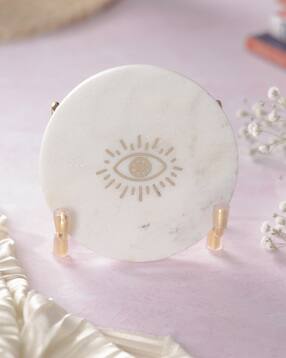 Evil Eye Marble Showpiece with Metal Base 