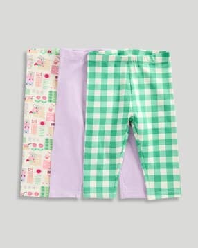 mothercare Girls Pack of 3 Printed Cotton Leggings-picture-37