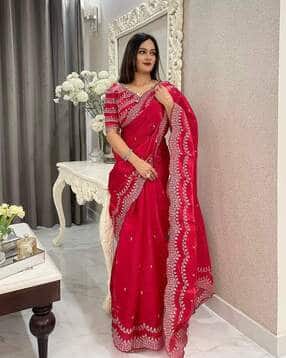 svaraa Embroidery Work Saree With Stitched Blouse-picture-12