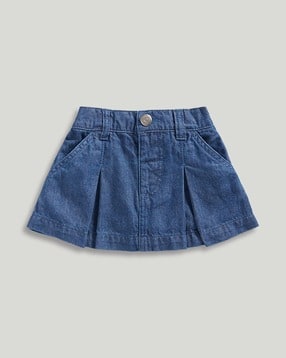 mothercare Girls Washed Pleated A-Line Denim Skirt-picture-43