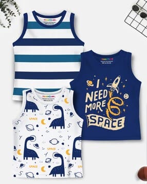 Boys Pack of 3 Printed Regular Fit Round-Neck T-Shirts