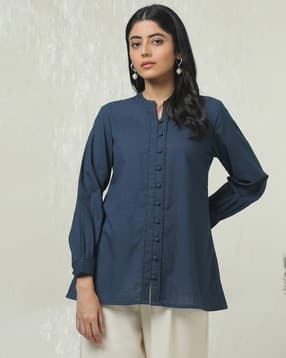 Women Notch-Neck A-Line Tunic