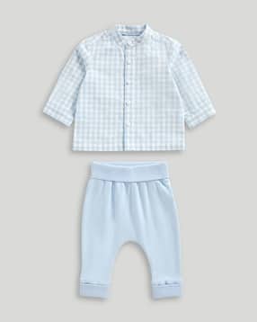 mothercare Boys Checked Cotton Shirt & Joggers Set-picture-34