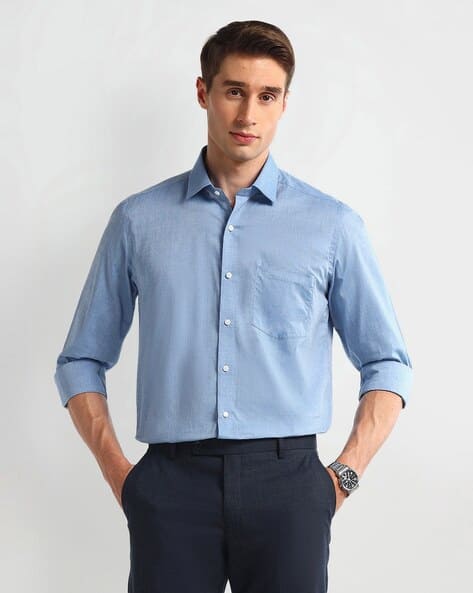 ARROW Men Slim Fit Cotton Shirt with Patch Pocket