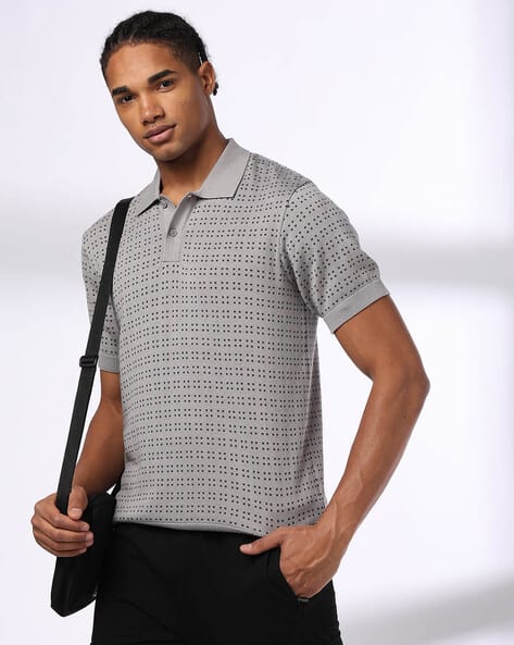 Teamspirit Men Geometric Print Regular Fit Polo T-Shirt