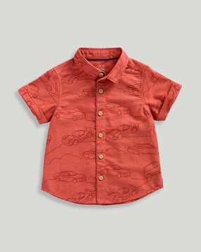 mothercare Boys All-Over Car Print Relaxed Fit Cotton Shirt-picture-49