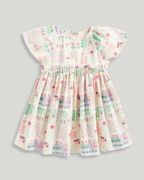 mothercare Girls Printed Round-Neck A-Line Dress-picture-27