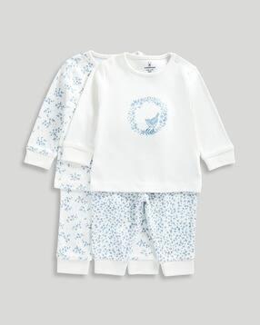 mothercare Girls Set of 2 Floral Print Cotton T-Shirts & Joggers Set-picture-42