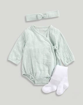 mothercare Infants Crinkled Wrap Bodysuit with Headband & Tight-picture-20
