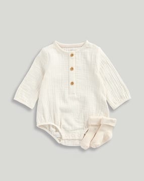 mothercare Unisex Crinkled Bodysuit & Socks Set-picture-12