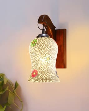 devansh Indoor & Outdoor Mosaic Glass Wooden Wall Lamp-picture-44