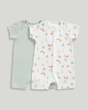 mothercare Unisex Pack of 2 Printed Rompers-picture-30