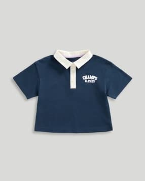 mothercare Girls Typographic Print Boxy Fit Cotton Polo T-Shirt-picture-19