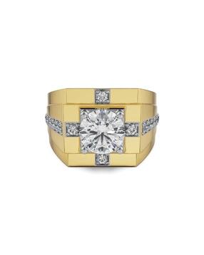 emori Men Yellow Gold Round Lab Grown Diamond-Studded Band Ring-picture-27