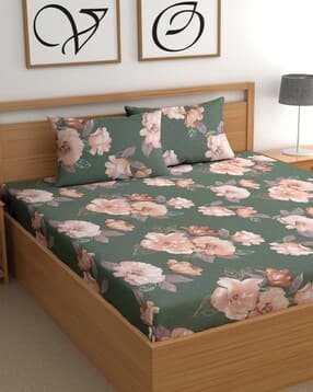 CG Homes 210 TC Microfiber King Printed Fitted Bedsheet-picture-44