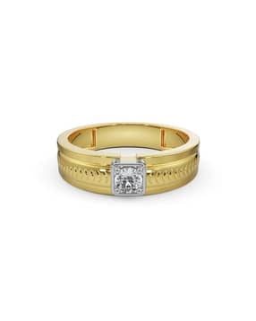 men yellow gold liam lab grown diamond-studded band ring