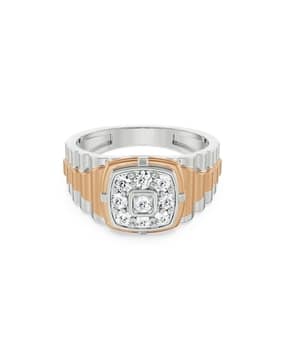 Men White Gold Vintage Lab Grown Diamond-Studded Band Ring-image-49