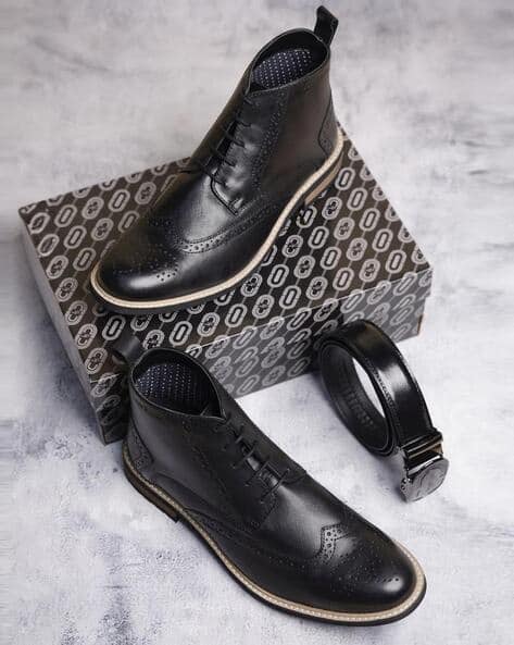 Men Brogue Boots with Full-grain Leather Upper - Main Image