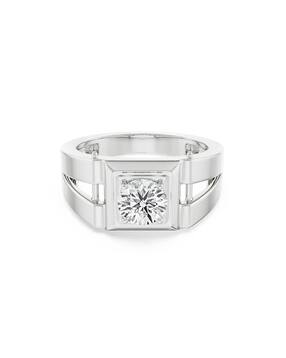 Men White Gold Brandon Bold Lab Grown Diamond-Studded Band Ring-image-41