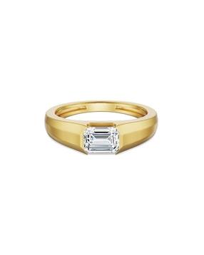 emori Men Yellow Gold Emerald Lab Grown Diamond-Studded Band Ring-picture-15